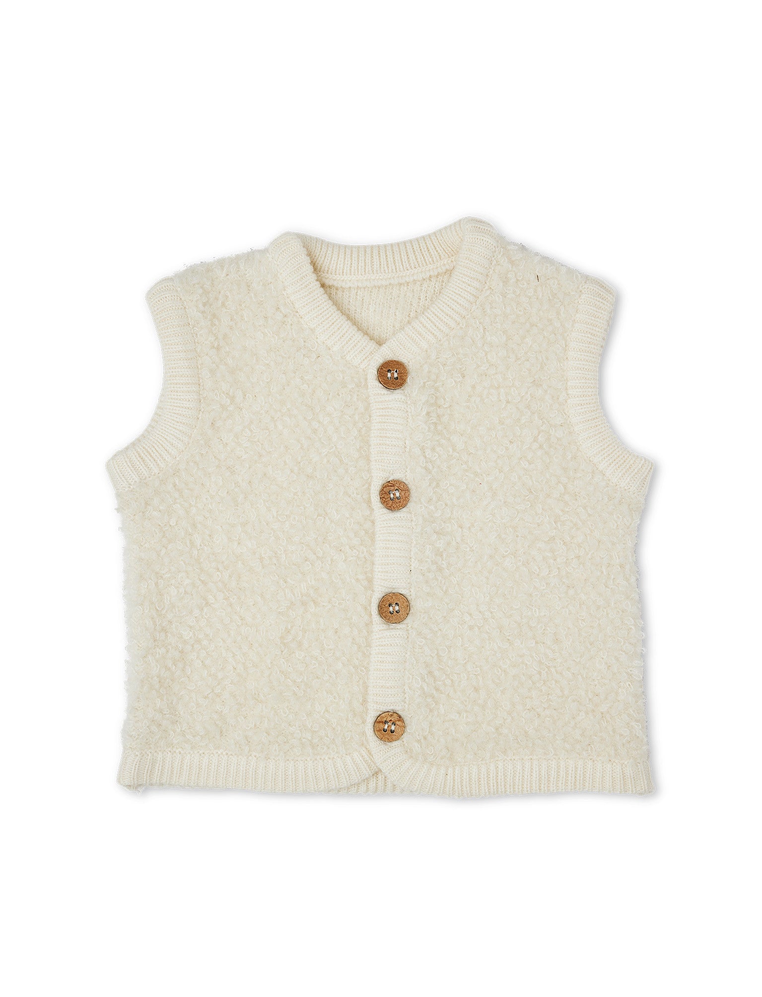 SmallStuff - Merinowol Boucle Vest - Spencer vest - Off white - Merino wol mix