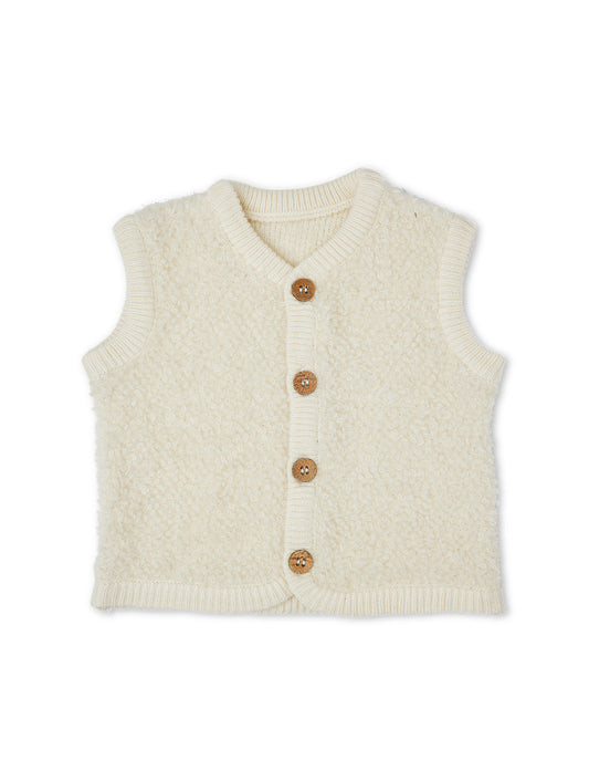 SmallStuff - Merinowol Boucle Vest - Spencer vest - Off white - Merino wol mix