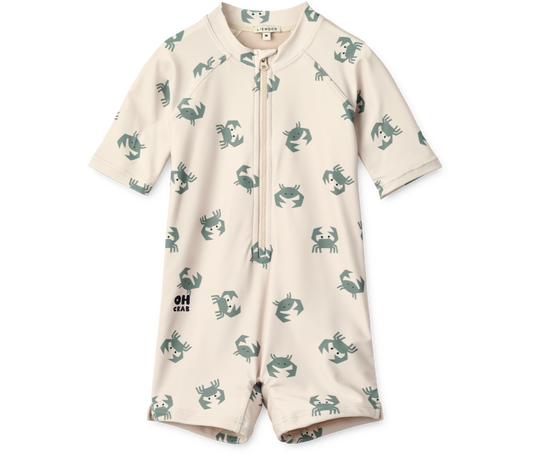 Liewood - Max Shortsleeve Swim Jumpsuit Crab - Zwempak - SPF 40
