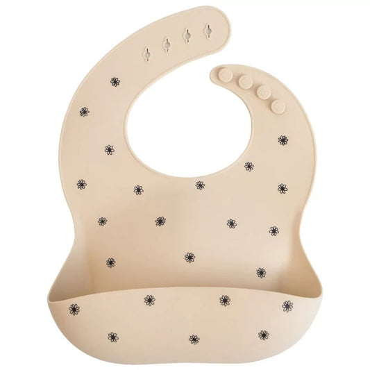 Mushie - Siliconen bib - Slabbetje - Black daisy