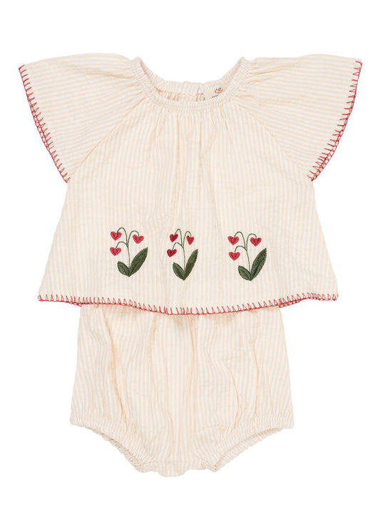 Copenhagen Colors - Seersucker Baby Set with Embroidery - Baby set borduurwerk