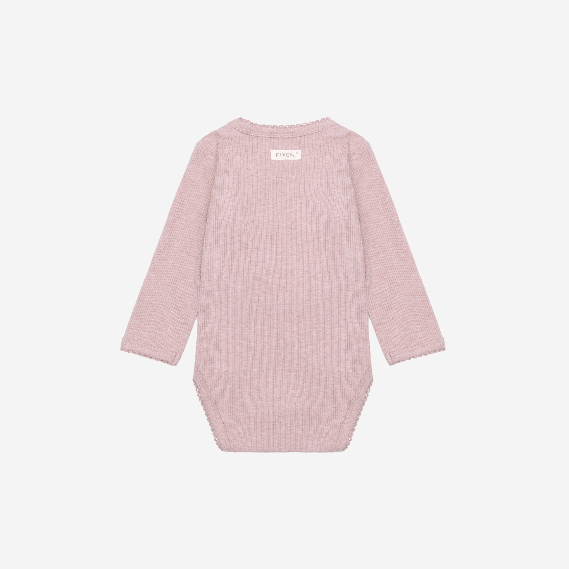 Overslag romper lange mouw - Modal/Katoen - Pale Mauve Melange - Fixoni achterkant