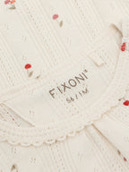 Romper pointelle - Biologisch katoen - Kersjes/Ecru - Fixoni close up