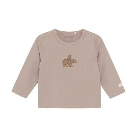 Fixoni - T-shirt LS - Mocha Meringue - Top - Katoen voorkant