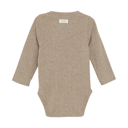 Fixoni - Body LS Melange - Mocha Meringue Melange - Romper - 100% katoen achterkant