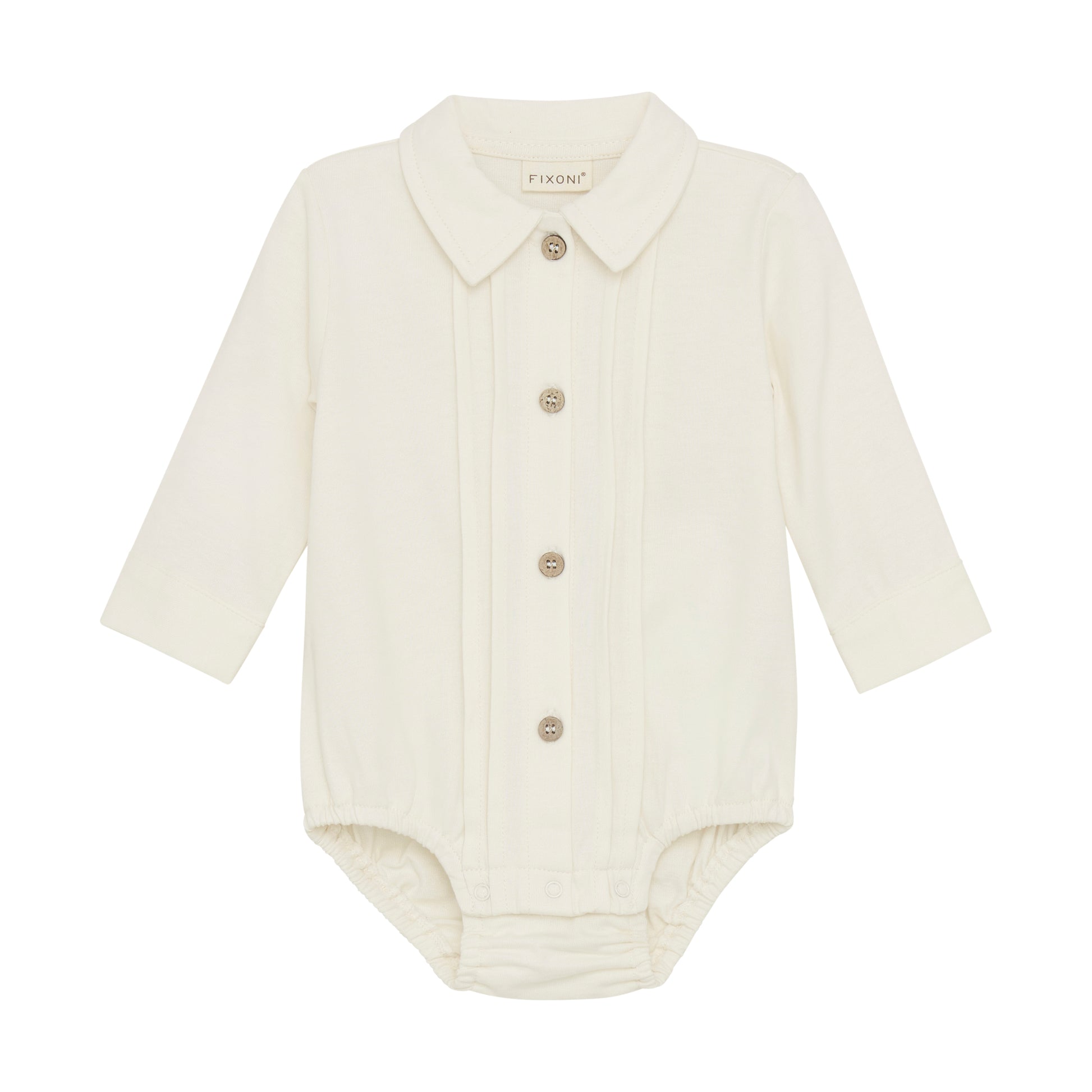 Fixoni - Body Shirt LS - Eggnogg - Romper - 100% katoen voorkant