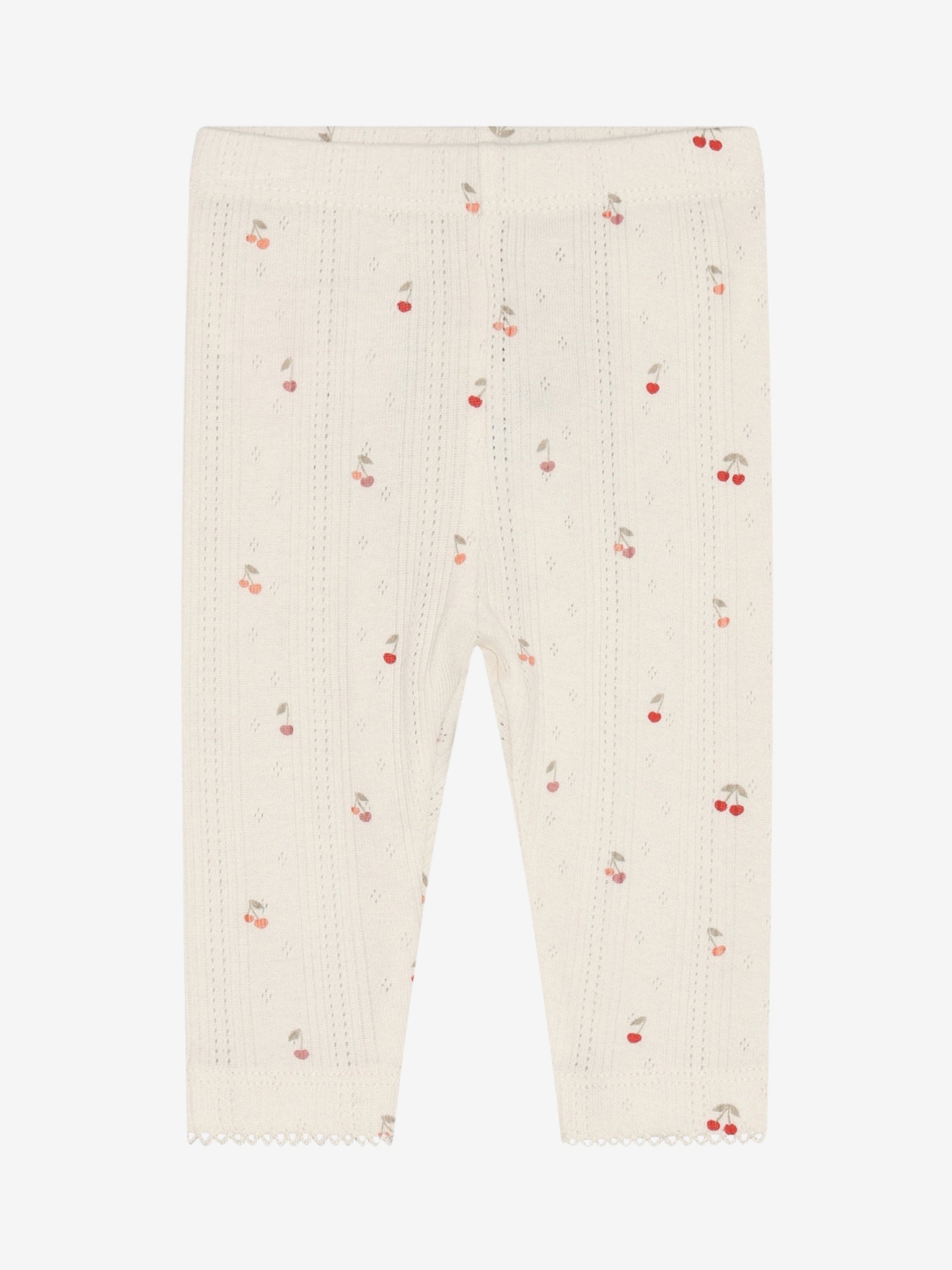 Legging pointelle - Biologisch katoen - Kersjes/Ecru - Fixoni voor