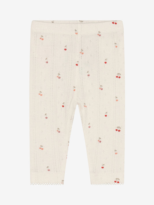 Legging pointelle - Biologisch katoen - Kersjes/Ecru - Fixoni voor
