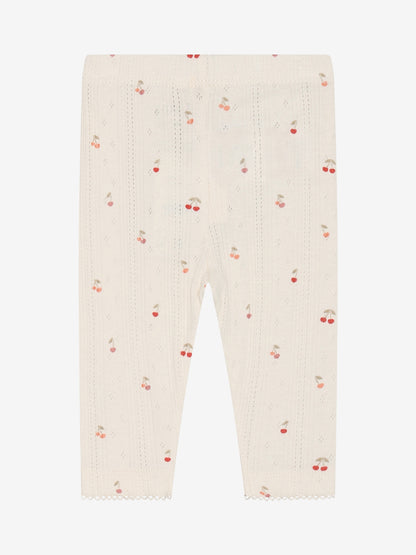 Legging pointelle - Biologisch katoen - Kersjes/Ecru - Fixoni achterkant