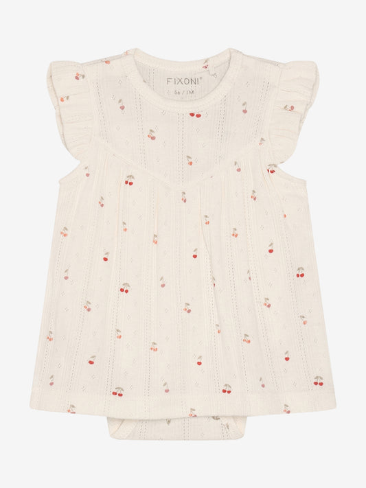 Jurkje met romper - Biologisch katoen - Kersjes/Ecru - Fixoni voorkant