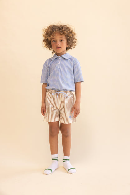 Kort broekje Nohr - Badstof - Beige/Light Brown Stripe - Flöss kind