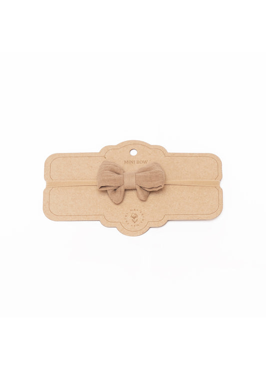Baby haarbandje met strik - Biologisch katoen - Taupe - Mrs Ertha