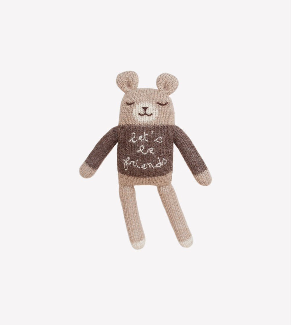 Gebreid knuffel beertje - 'Lets be friends' teddy - Alpaca wol - Main Sauvage x Organic Zoo - productfoto - afbeelding 2