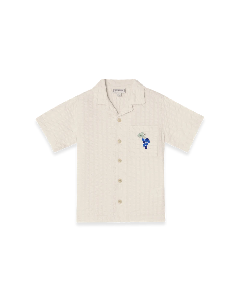 Garbo&Friends - Seersucker SS Shirt Baby Grapes Ecru - Overhemd - vooraanzicht