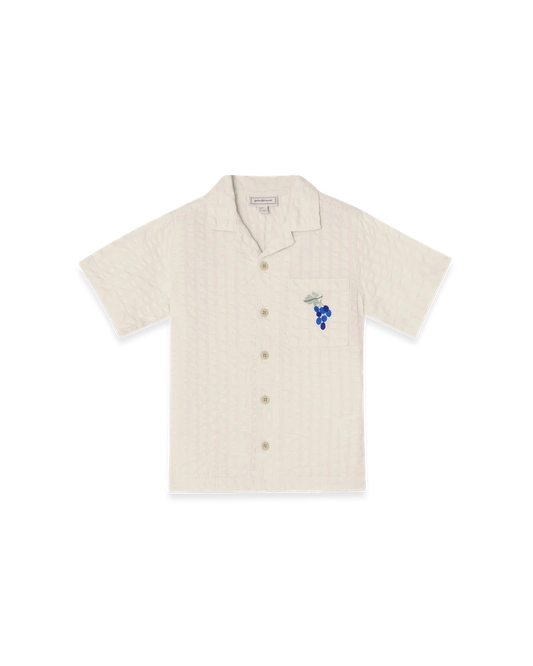 Garbo&Friends - Seersucker SS Shirt Baby Grapes Ecru - Overhemd - vooraanzicht