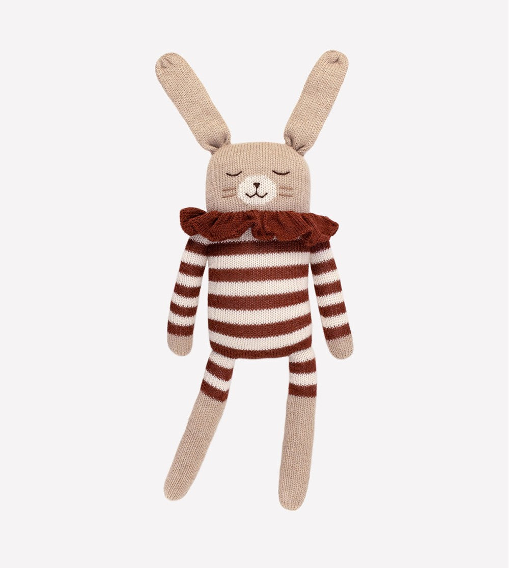 Großer Hasen Kuscheltier Sienna Striped Romper – 100 % Baby-Alpaka – Main Sauvage