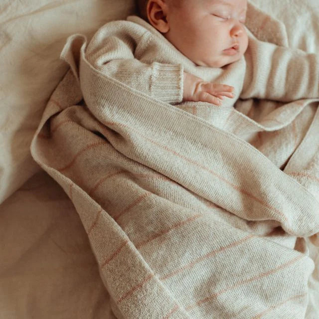 Deken Harry - Merino wol - Gestreept - HVID