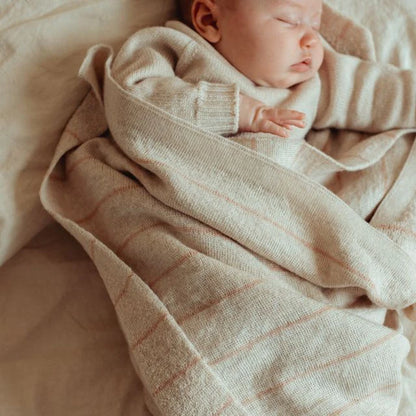 Deken Harry - Merino wol - Gestreept - HVID