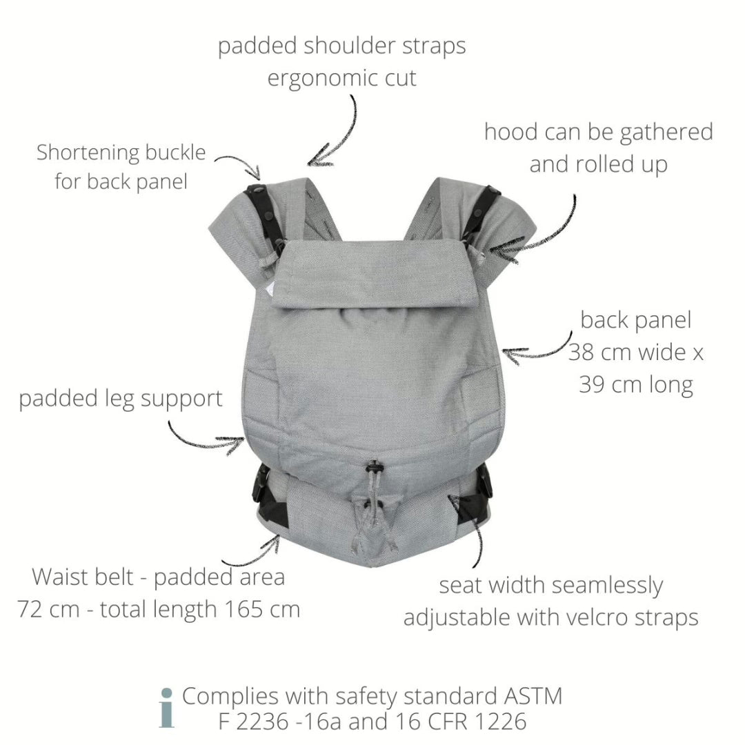 Primeo Grenada – Natural Linen – Ergonomische Babytrage – Baumwolle und Leinen – Von 2,5 bis 15 kg – Hoppediz