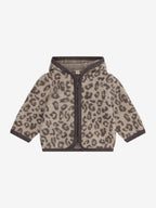 Jasje van merino wool fleece - Jacquard/Panterprint - Camel Melange - 100% wol - HUTTEliHUT voorkant