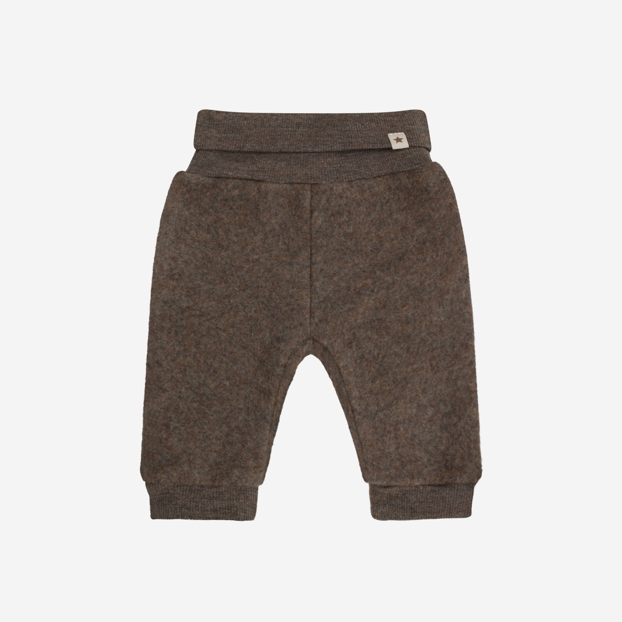 Broekje wol fleece - 100% merino wol - HUTTEliHUT brown melange voor