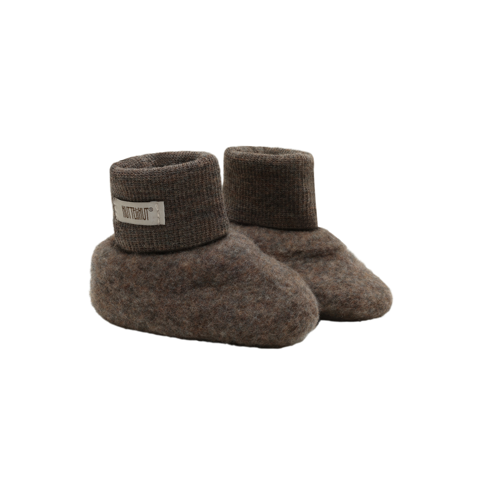 Baby slofjes - Merino wol fleece 2-laags - HUTTEliHUT brown melange 