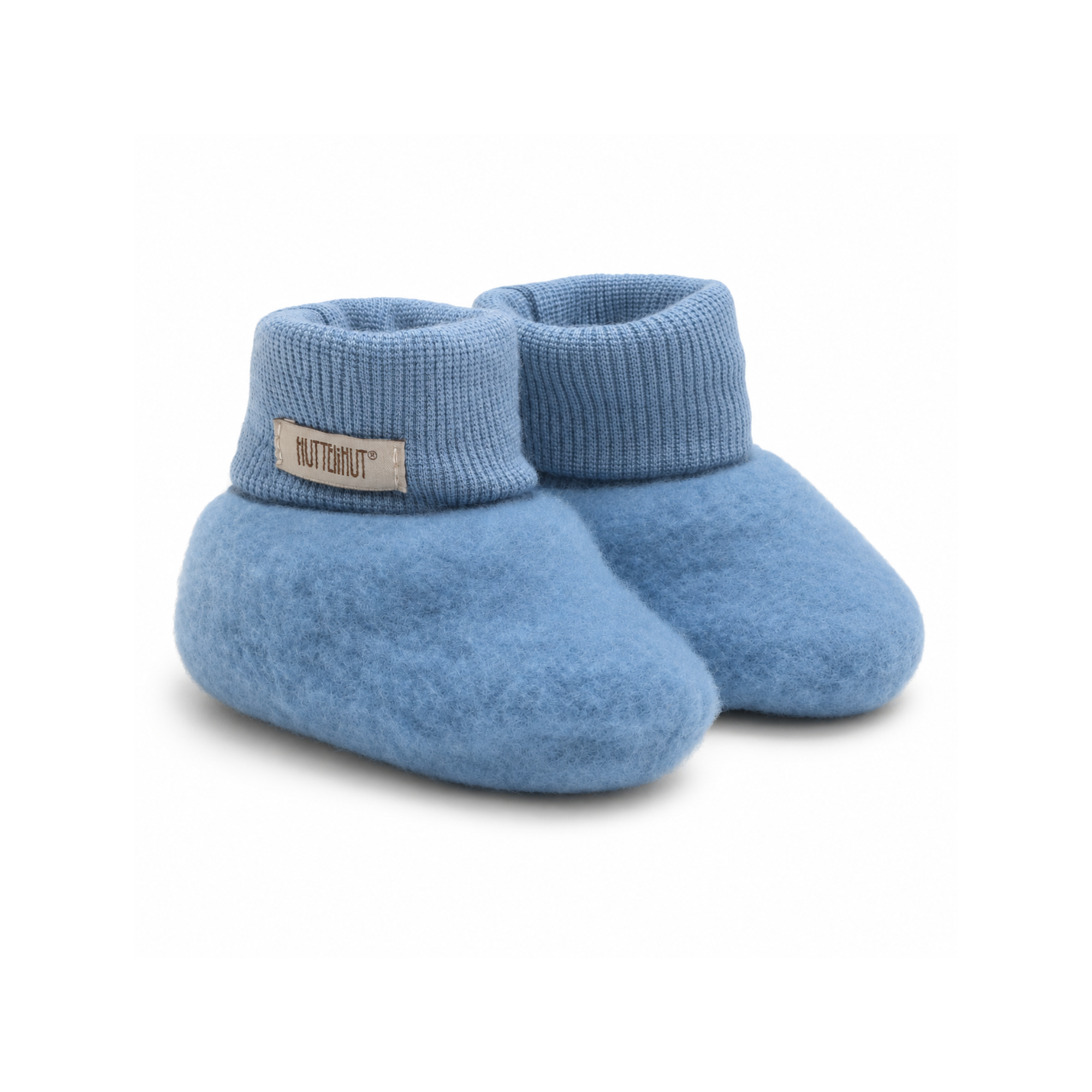 Baby slofjes - Merino wol fleece 2-laags - HUTTEliHUT windward blue