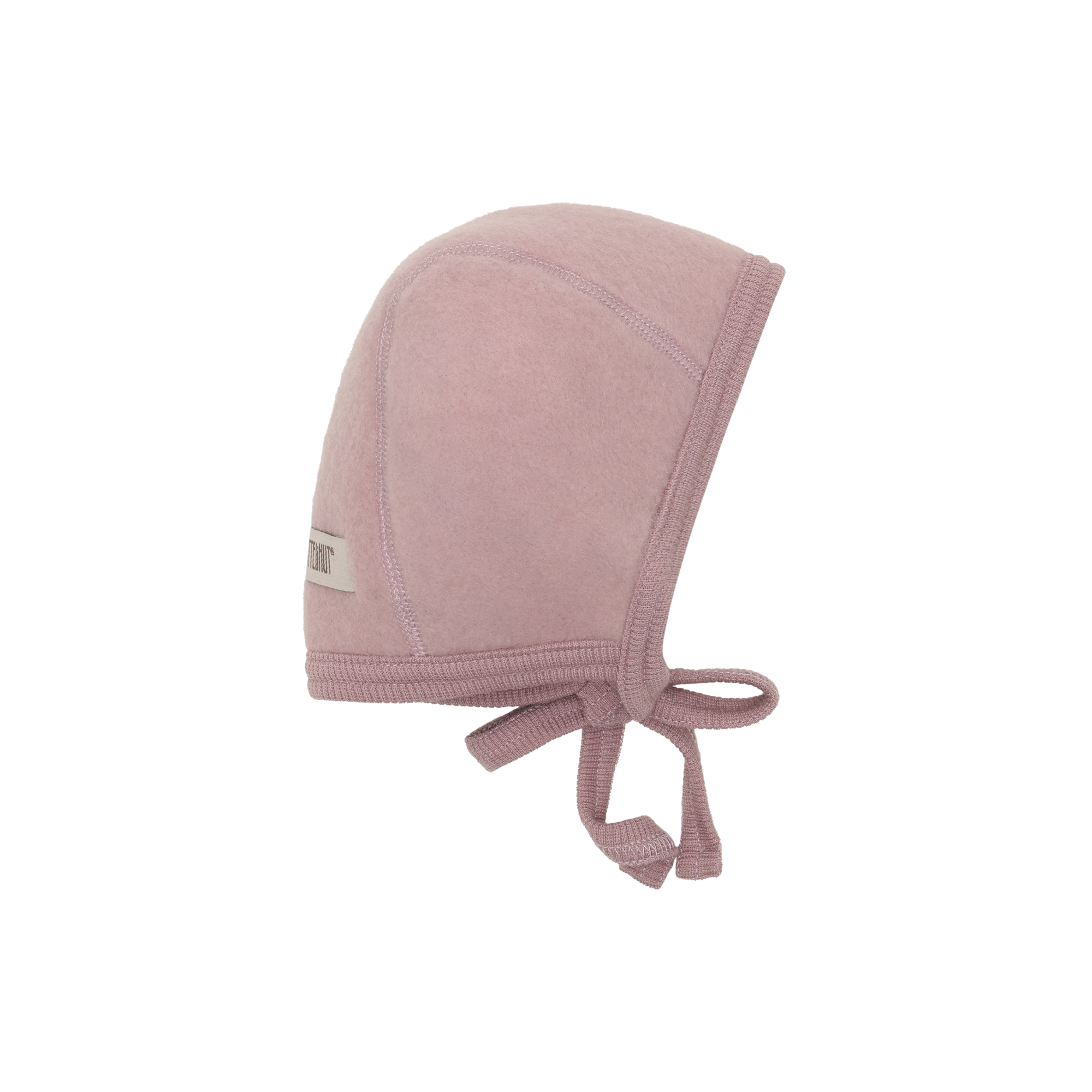 Strikmutsje/Bonnet - Merino wol fleece - HUTTEliHUT woodrose 