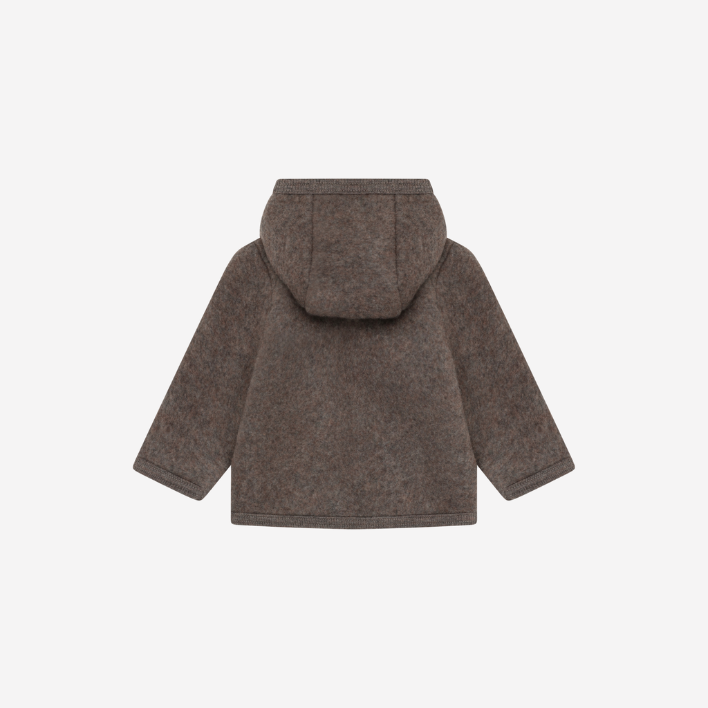 Jasje met capuchon -  Merino wol fleece - 100% wol - HUTTEliHUT brown achterkant