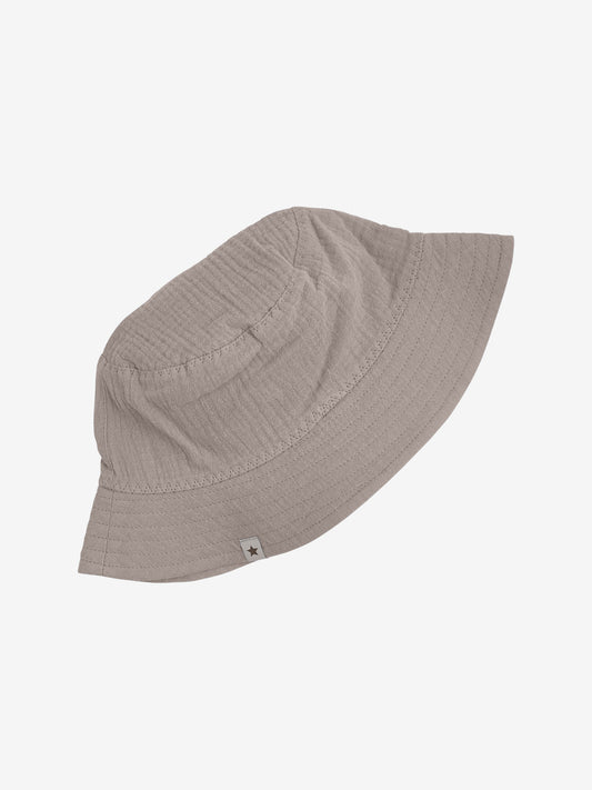Bucket hat - Zonnehoedje - Biologisch katoen/mousseline - Bruin/Moon Rock - Huttelihut voor
