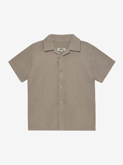 Blouse korte mouw - Biologisch katoen/mousseline - Bruin/Moon Rock - Huttelihut voor