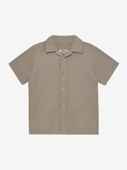 Blouse korte mouw - Biologisch katoen/mousseline - Bruin/Moon Rock - Huttelihut voor