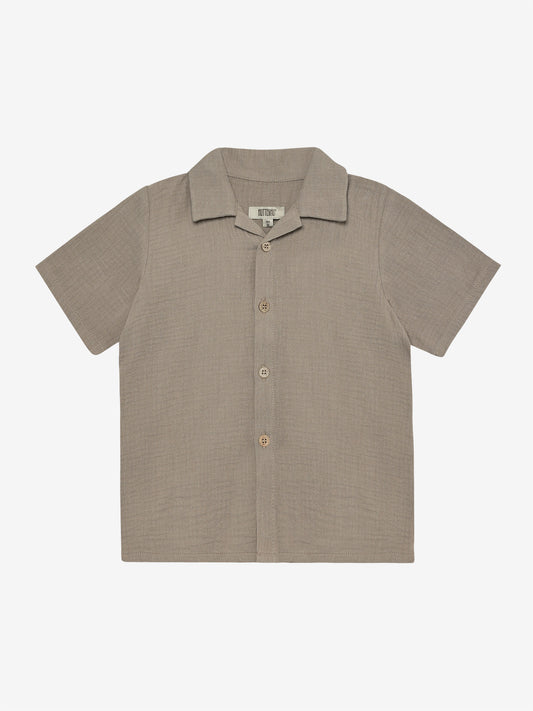 Blouse korte mouw - Biologisch katoen/mousseline - Bruin/Moon Rock - Huttelihut voor