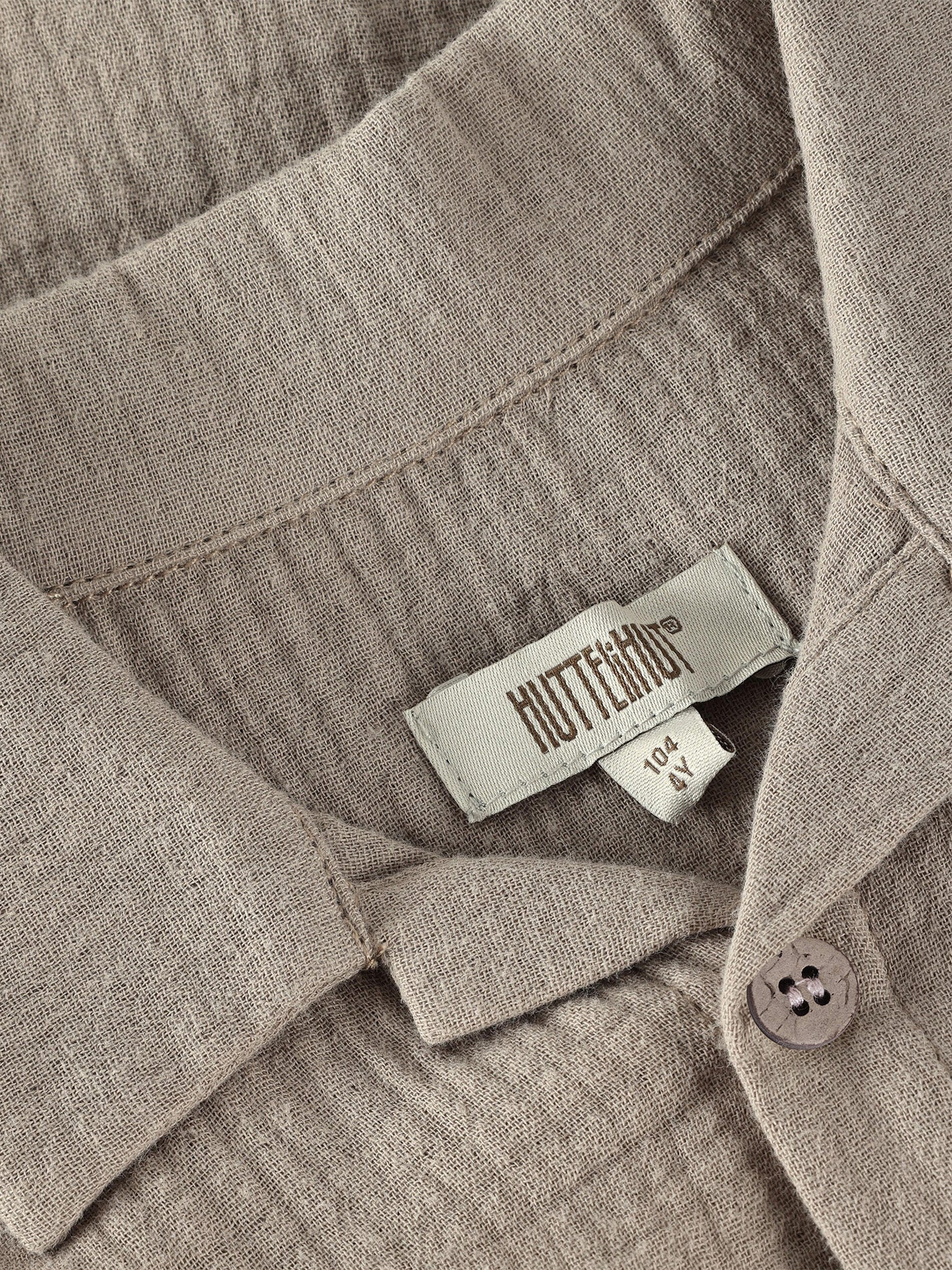 Blouse korte mouw - Biologisch katoen/mousseline - Bruin/Moon Rock - Huttelihut close up