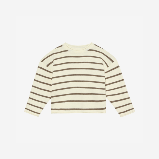 Fijngebreide dunne trui - Biologisch katoen - Gestreept/Savannah Melange - Huttelihut voor