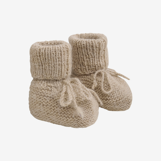 Gebreide slofjes - Alpaca wol - Beige - Huttelihut voor