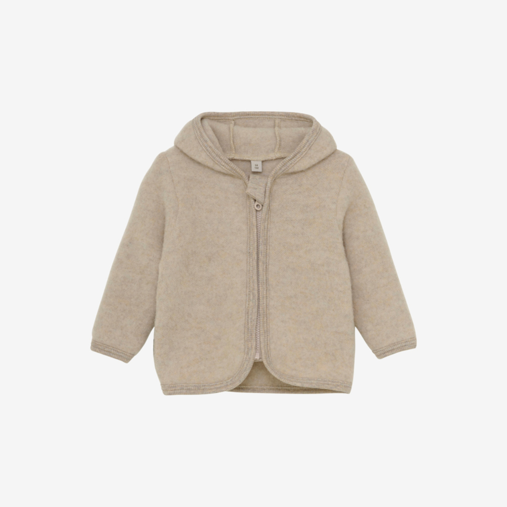 Fleece jasje - Merino wol fleece - Camel melange/beige - Huttelihut voor