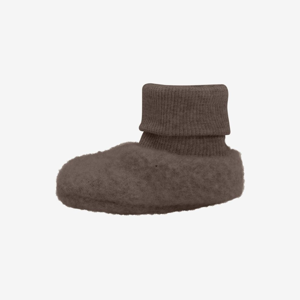 Slofjes - Merino wol fleece - Brown melange/bruin - Huttelihut zij
