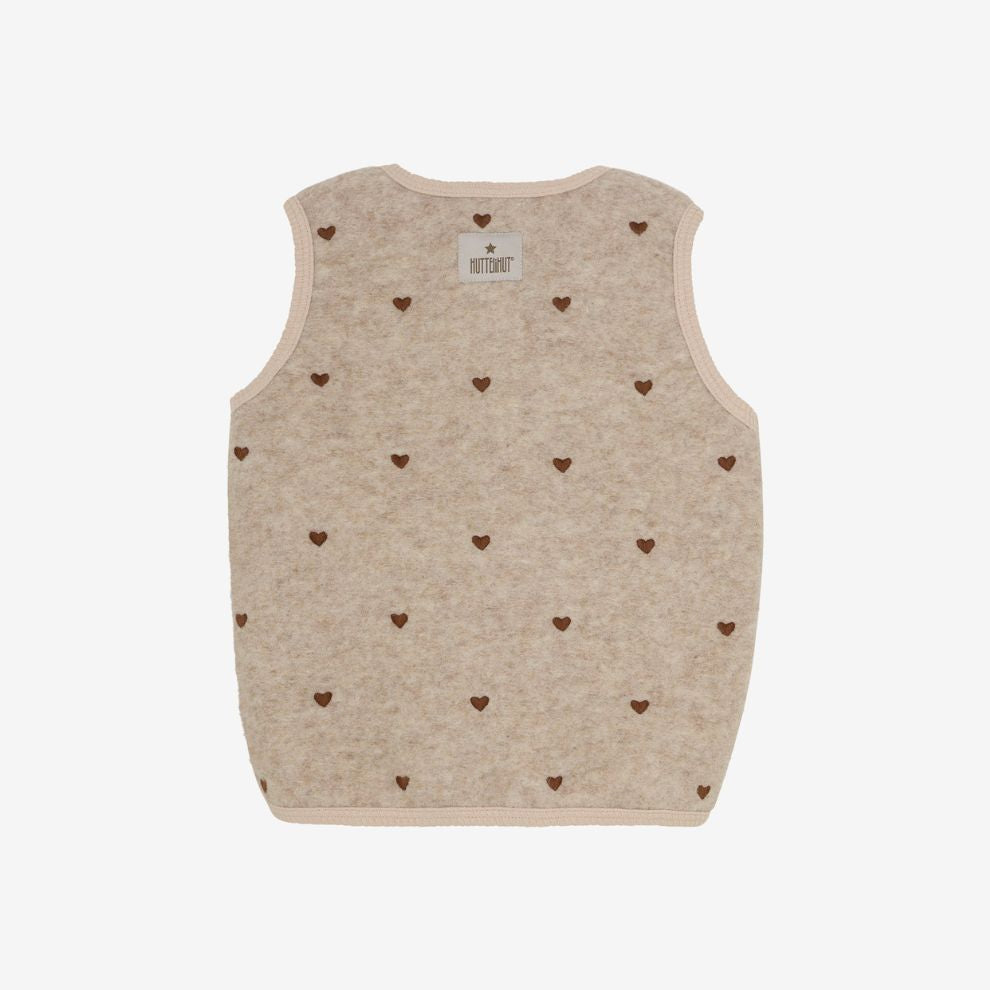 Gilet vestje - Merino wol - Hartjes/beige - Huttelihut achter