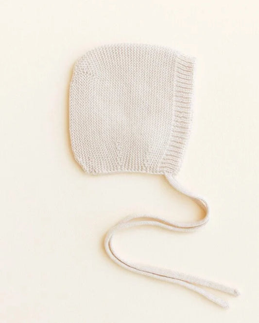 Bonnet - Baby Strikmutsje - Cream - Merinowol - HVID