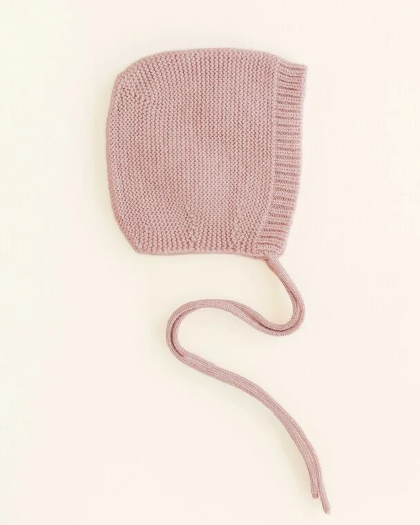 Bonnet - Baby Strikmutsje - Powder/roze - Merinowol - HVID