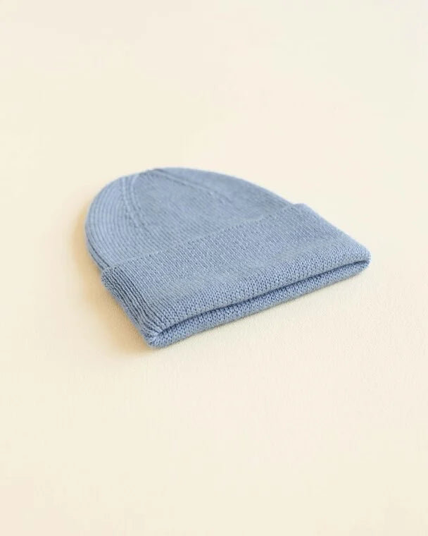 Gebreid mutsje - Fonzie newborn - Merino wol - Light Blue/blauw - HVID
