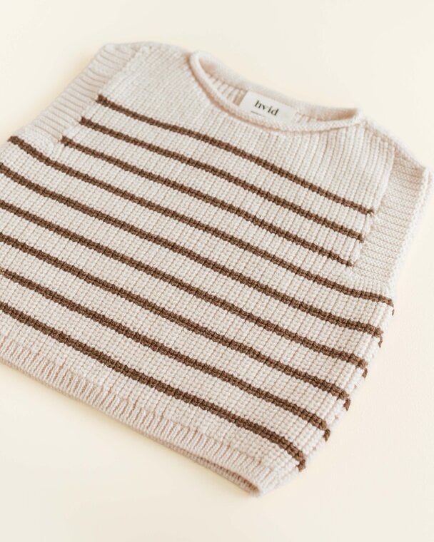 Vest Harvey - Spencer/mouwloos truitje - Cream/mocha - Merinowol - HVID