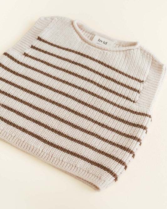 Vest Harvey - Spencer/mouwloos truitje - Cream/mocha - Merinowol - HVID