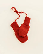 Wanten met koord - 100% extra fine Italiaanse merino wol - Hvid - red