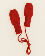 Wanten met koord - 100% extra fine Italiaanse merino wol - Hvid  red