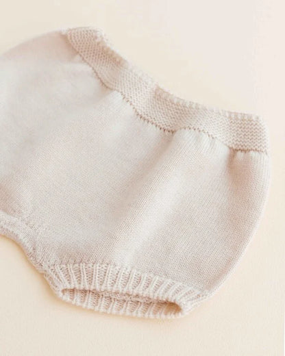 Bloomer Ginny - Ballonbroekje Baby - Cream - Merinowol - HVID- detail boord