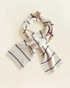 Scarf Igor - gestreepte sjaal van 100% extra fine Italiaanse merino wol - Hvid - met blauw