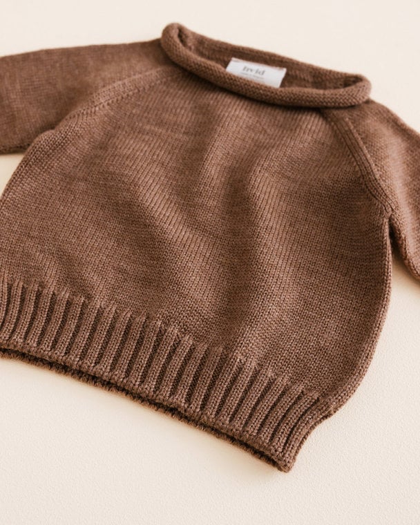 Sweater Georgette - Babytruitje - Mocha - Merinowol - HVID close