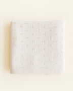 Baby Dekentje Ajour - Bibi blanket - Merinowol - Cream/Crème - HVID - bovenaanzicht productfoto